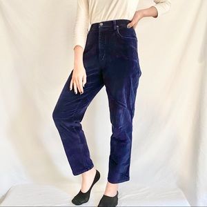 High Rise Blue Corduroy Pants